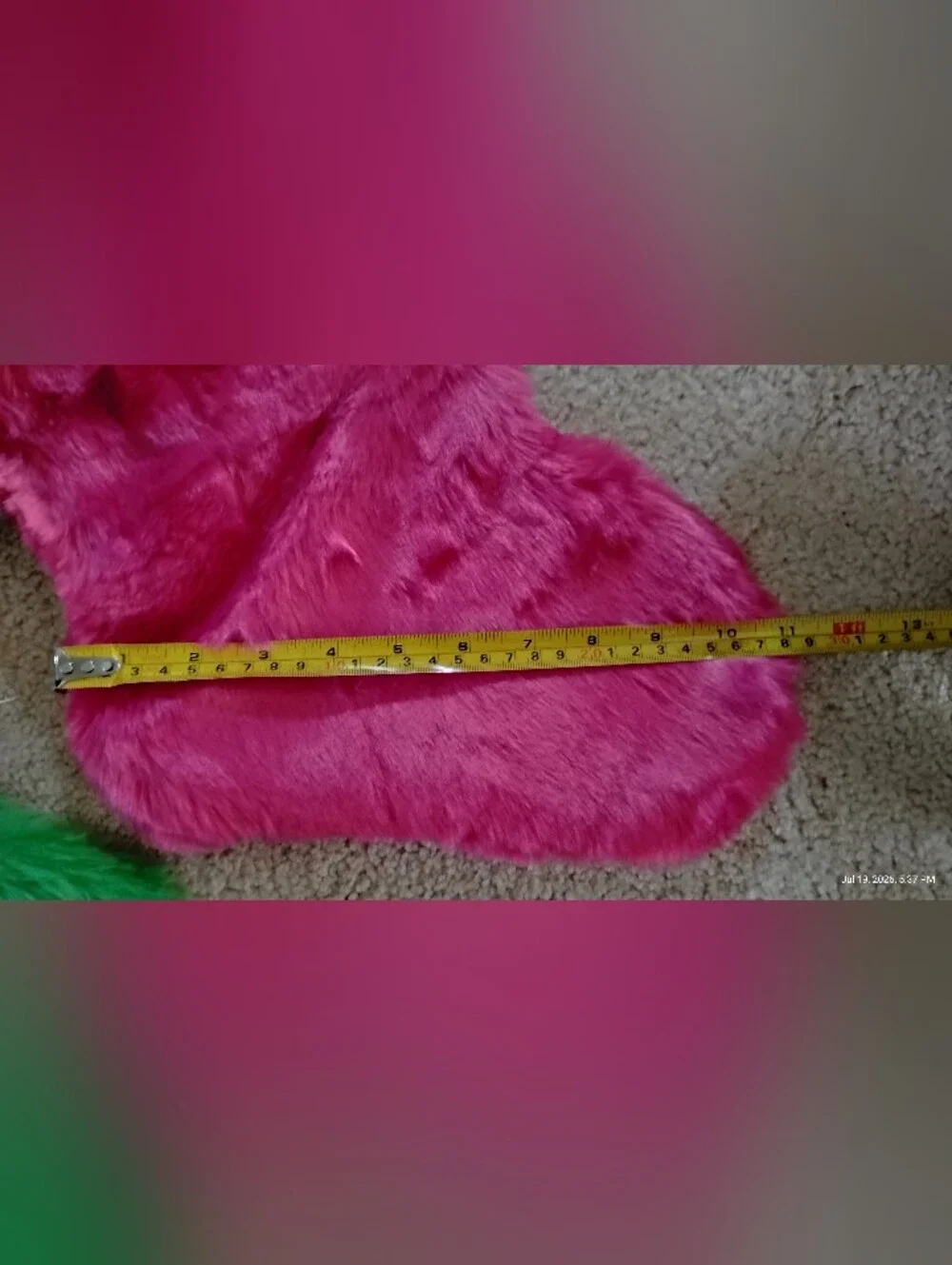 Brand New Pair of Fuzzy Holiday Stockings in Green and Pink